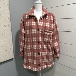 Cuddl Duds Pink Plaid Teddy Jacket